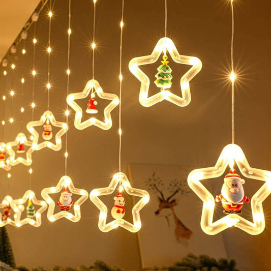 Star Window Curtain Lights With Pendants - DMC Wholesale