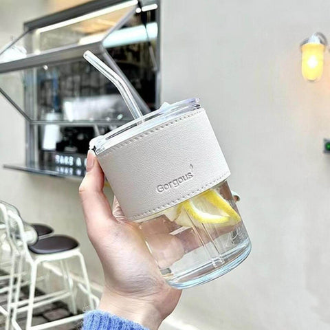 Protective Sleeve Glass Tumbler (White)(400ml)(Each)