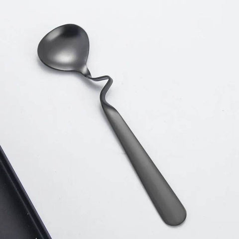 Curved Coffee Spoon Set (6 pcs)(14cm)(Black) - Alt View