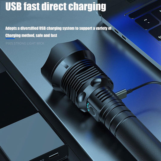 Chargeable Tactical Zoom Waterproof Aluminium Torch - 3X Light Modes