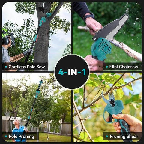 4in1 Cordless Pole Mini Saw And Pruning Shear (2x48v Batteries) - Alt View