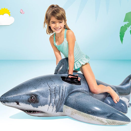 Great White Shark Ride-On Inflatable Pool Float