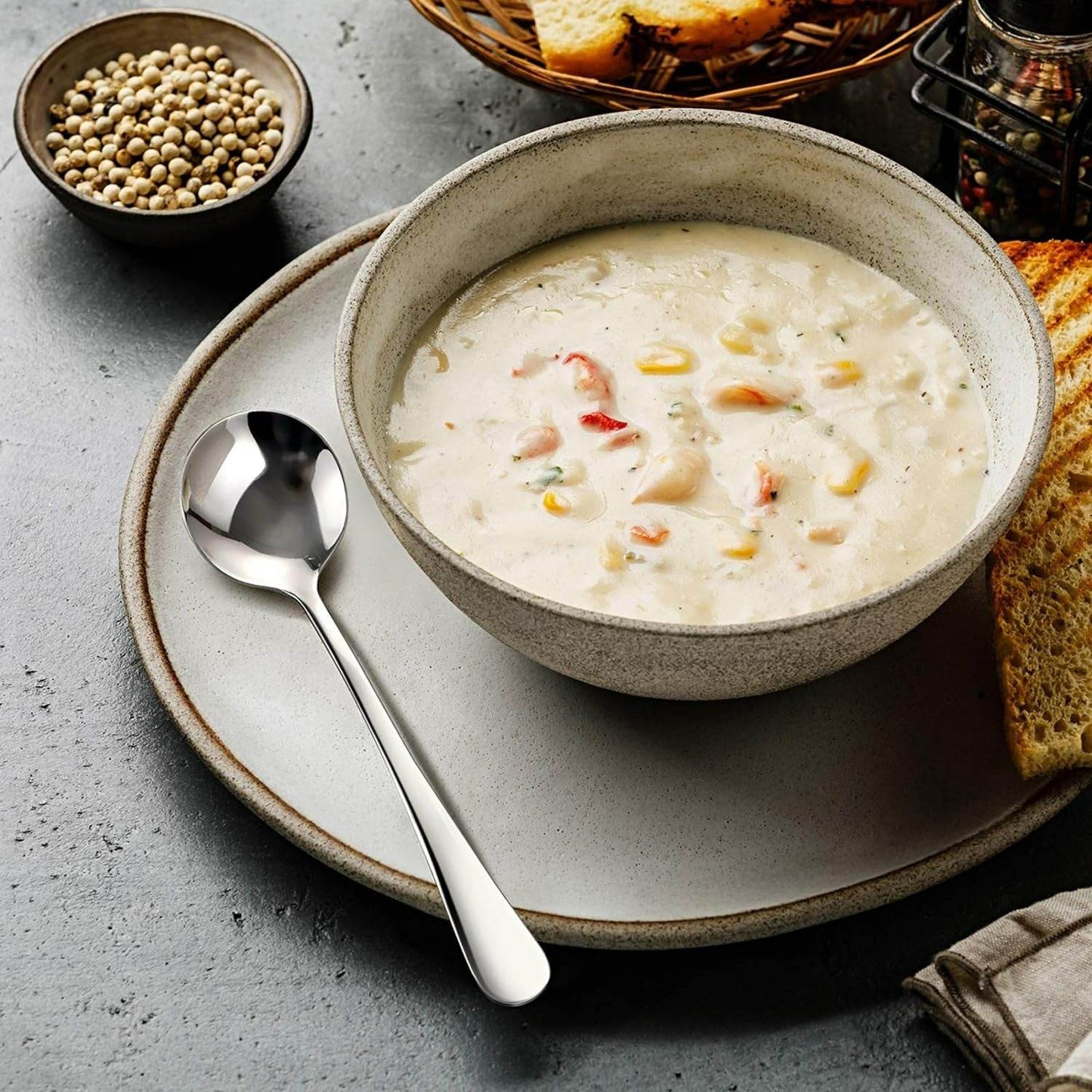 Stainless Steel Soup Spoon Set (6 pcs) - DMC Wholesale