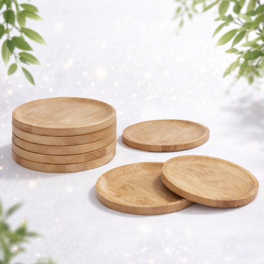 Round Bamboo Cup Holder Set (10cm)(6 pcs)