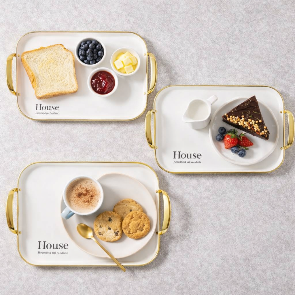 House Gold Elegance Tray Set (3 pcs)