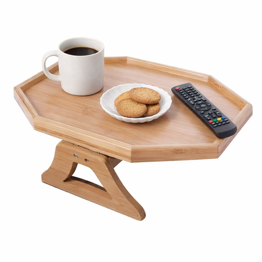 Natural Bamboo Foldable Octagon Serving Tray Table (24x33cm)