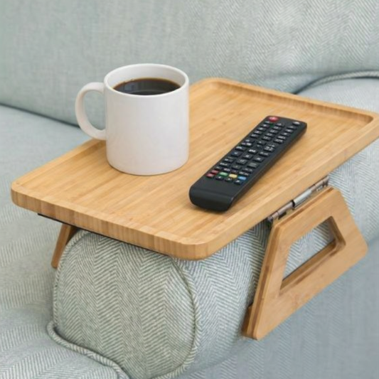 Natural Bamboo Foldable Rectangular Serving Tray Table (24x33cm)