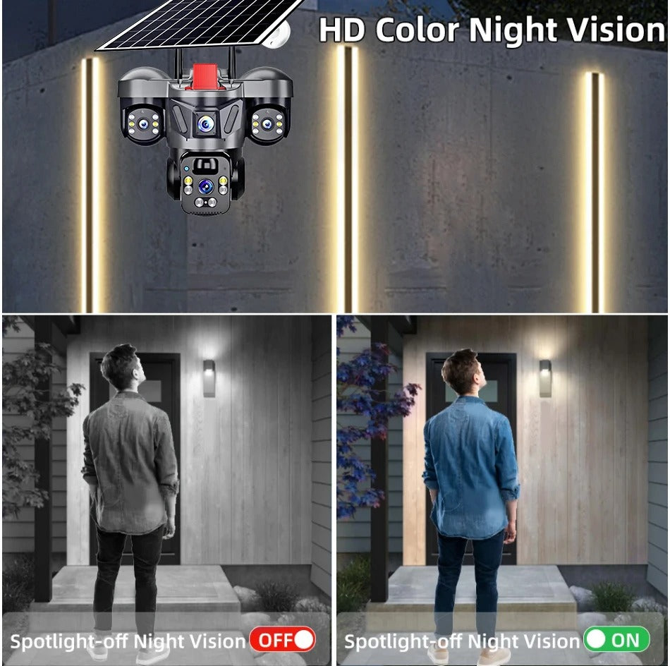 Triple Lens Camera 4G Solar Security PTZ Camera