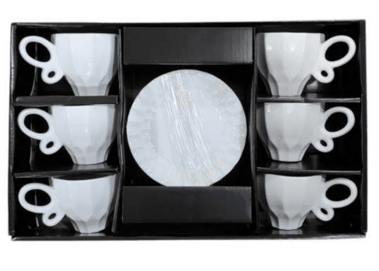 Porcelain Coffee or Tea Cups with Porcelain Saucers (12pcs)(200ml)(Design2) - DMC Wholesale