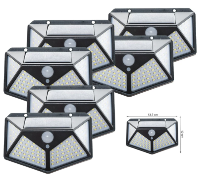 Pack of 6 Four Direction Outdoor Solar Wall Lamp (Small)