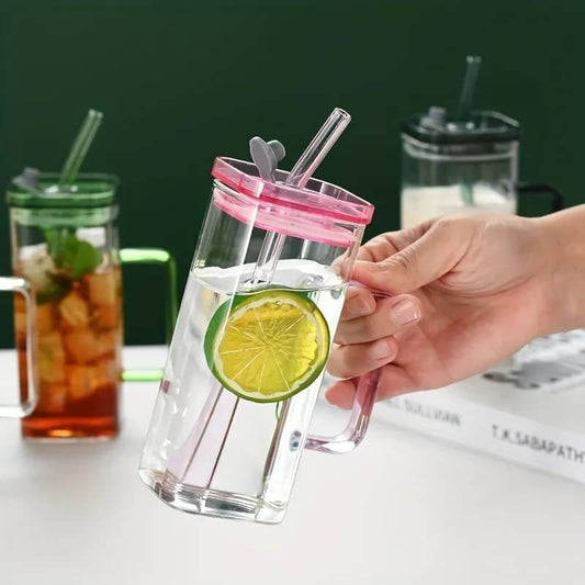 Colour-Tinted Glass Tumbler With Plastic Lid (380ml)(Each) - DMC Wholesale
