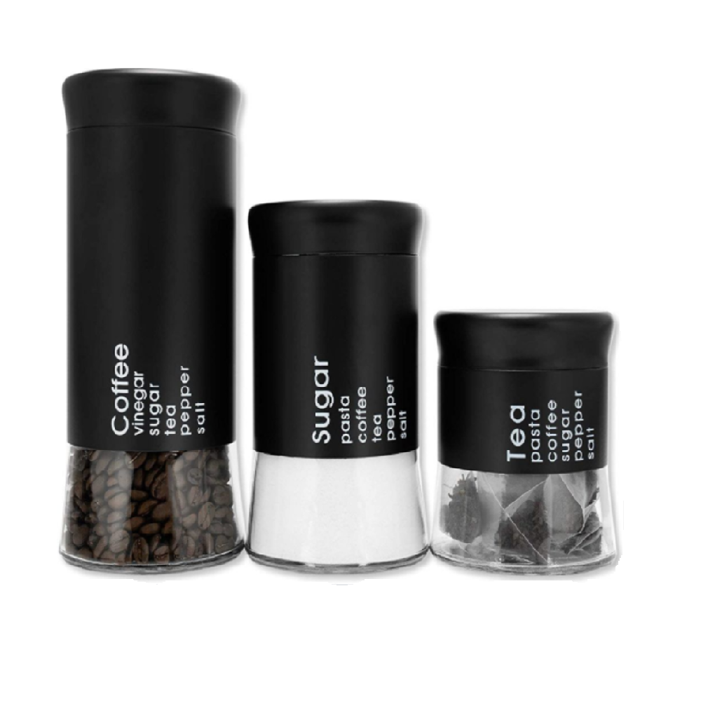 Modern Glass Coffee Sugar And Tea Container Set