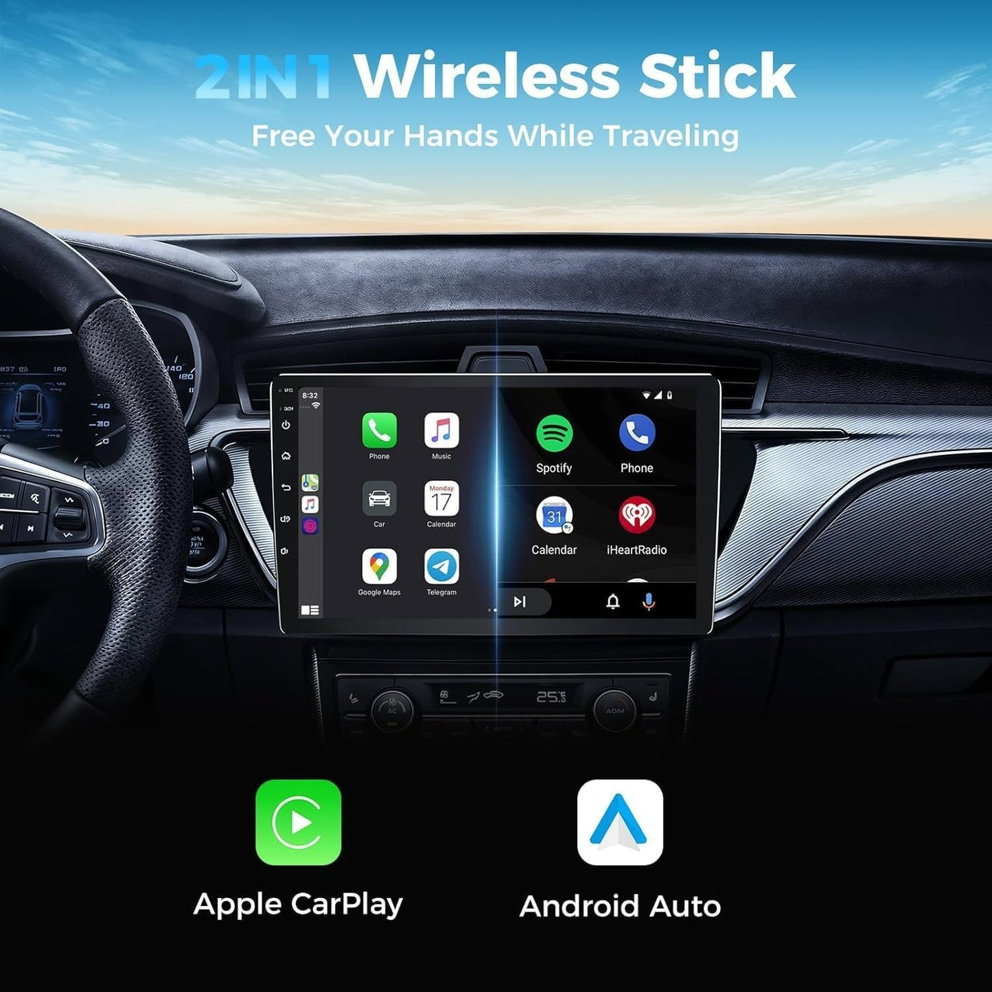2in1 Wireless CarPlay And Android Auto Adapter