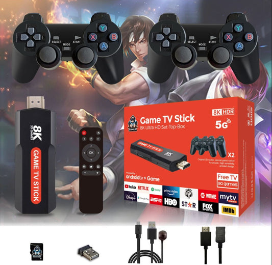 8K Ultra HD TV Stick Game Console + 2 x Wireless Controllers