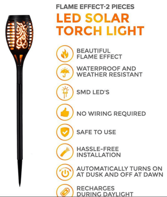 Solar Garden Flame Torch Light (4 pcs) - DMC Wholesale