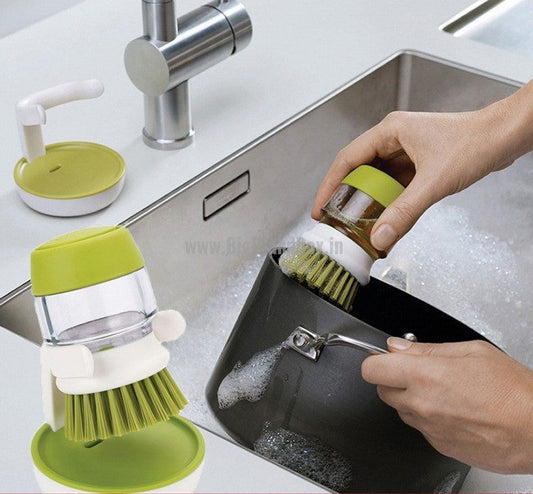 Soap Dispensing Plam Brush With Storage Stand