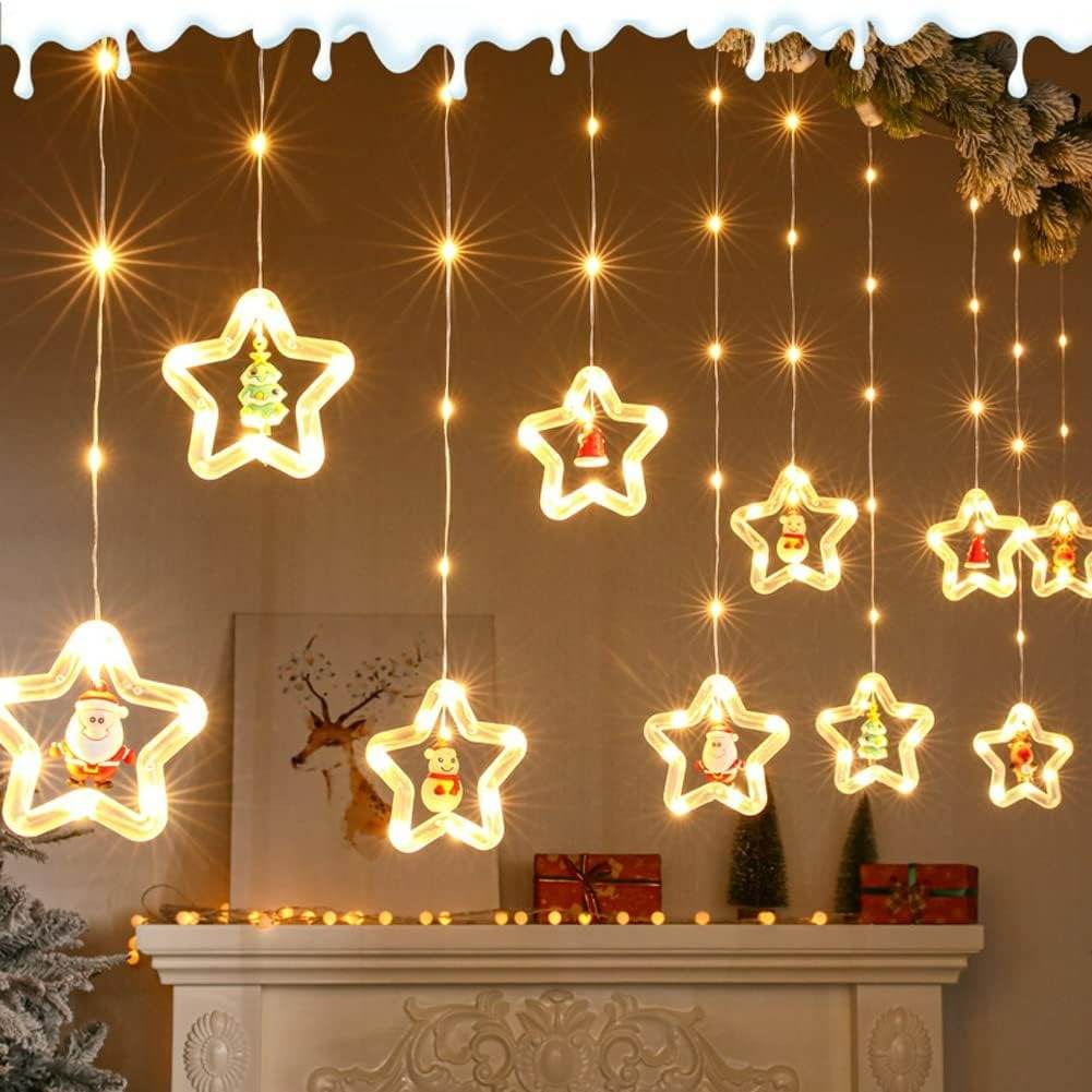 Star Window Curtain Lights With Pendants - DMC Wholesale