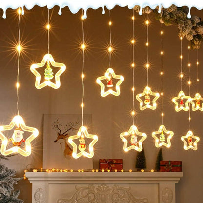 Star Window Curtain Lights With Pendants - DMC Wholesale