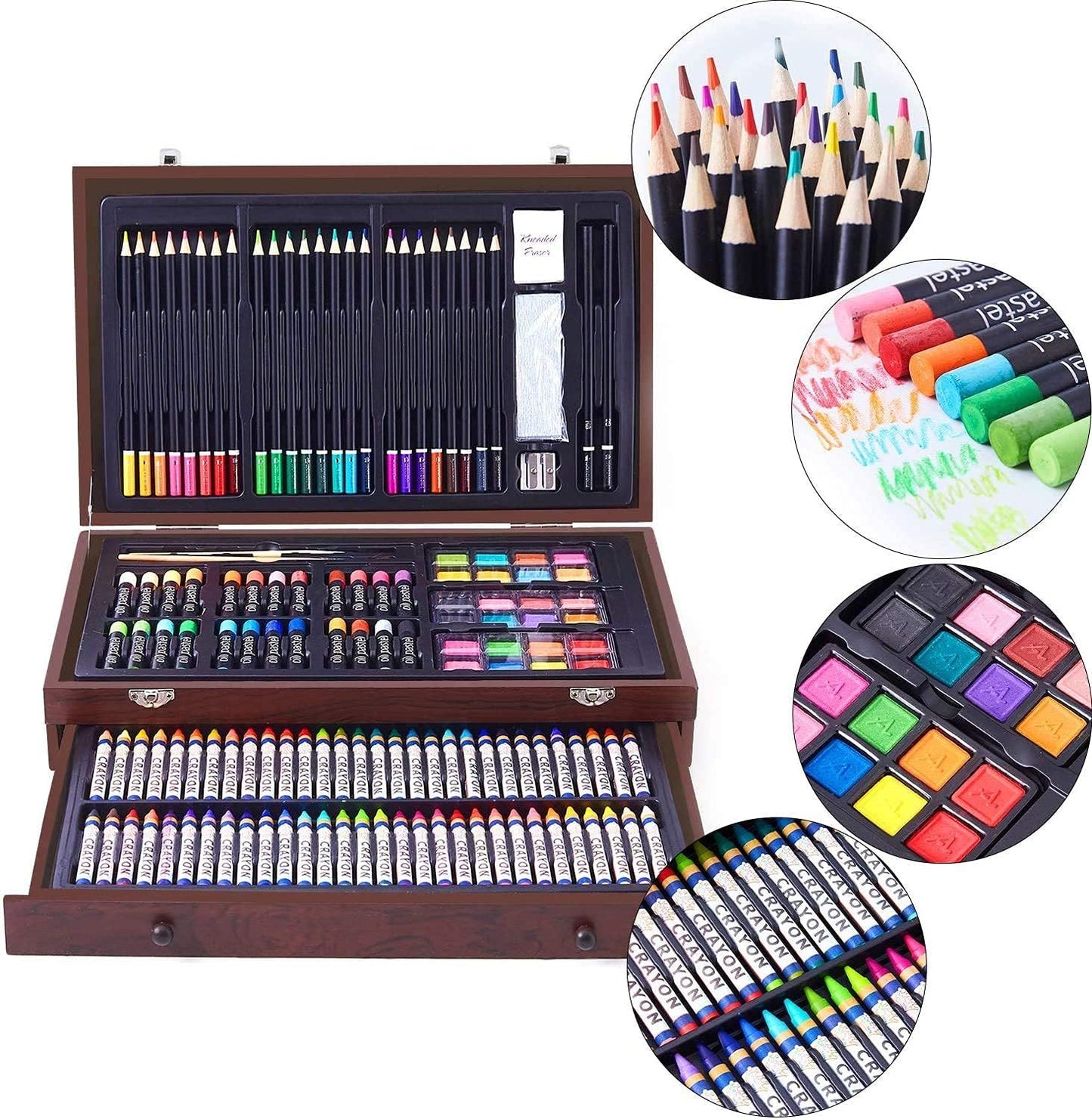 Deluxe Art Set In Wooden Case With Drawer And Handle