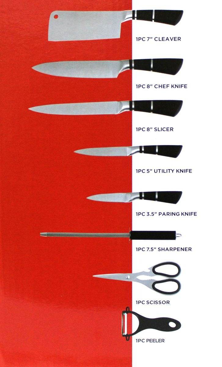 Delicate Touch Knife Set With Rotating Stand (9 pcs) - DMC Wholesale