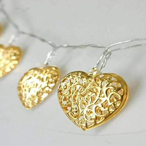 Metal Heart Decorative String Lights (10L)(3m)(Yellow) - DMC Wholesale