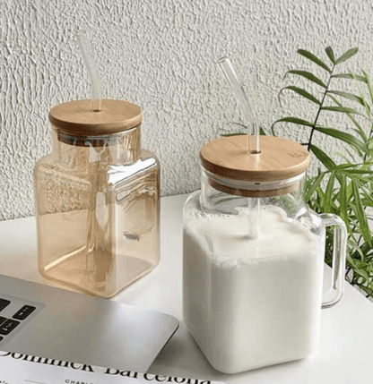Travel Mason Jar Glass Tumbler With Straw And Lid (550ml)(Each) - DMC Wholesale