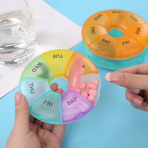 Cute Round 7 Day Week Organiser Pill Holder - Alt View