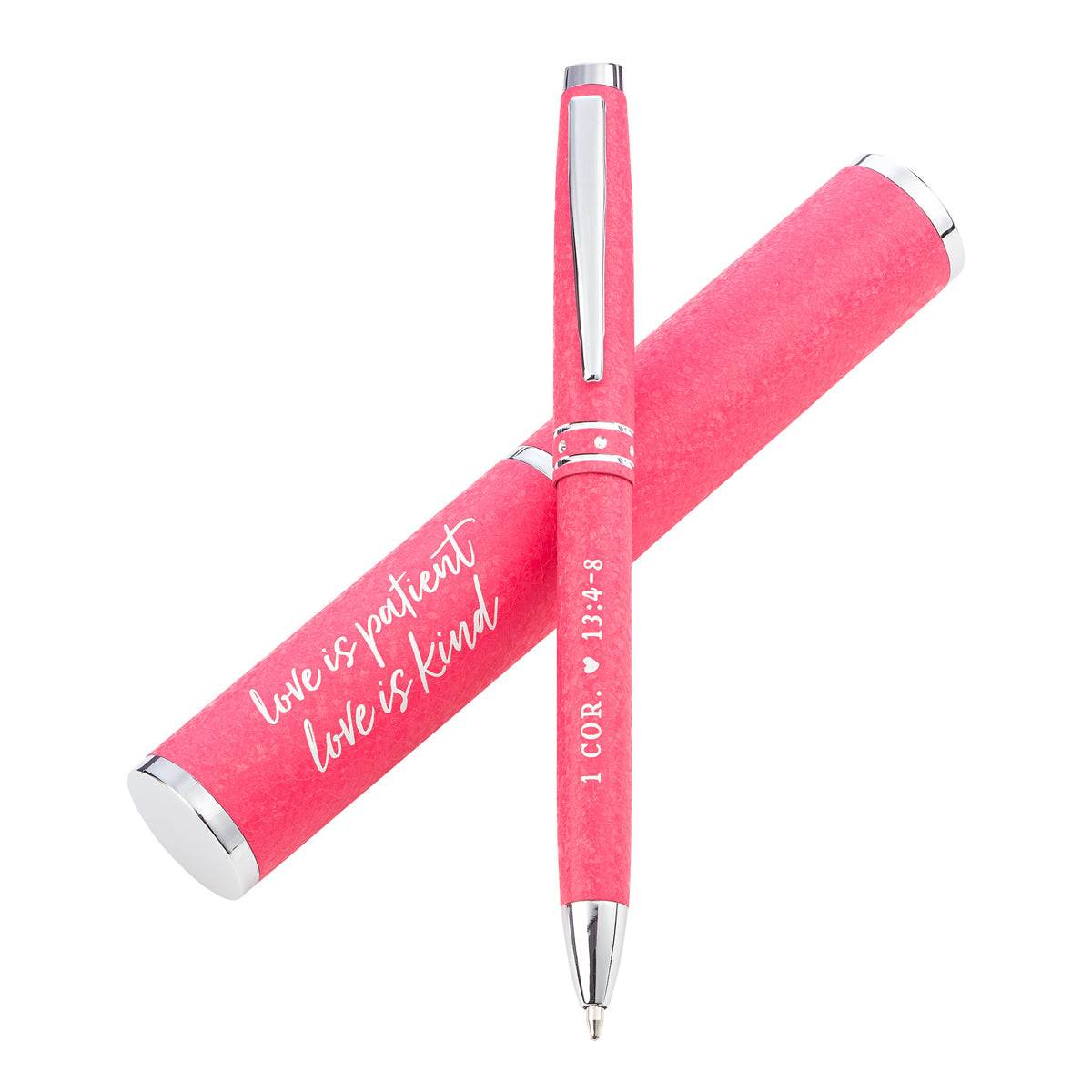 Love Is Patient Love Is Kind Metal Pen In Tube - 1 Corinthians 13:4-8 - DMC Wholesale
