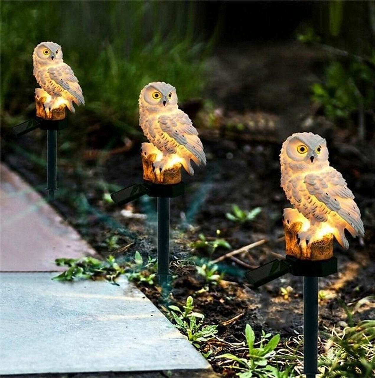 Owl Shape Light LED Solar Garden Light (White) - DMC Wholesale