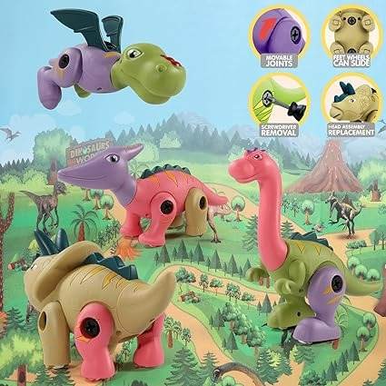 Educational Dinosaur Disassembly Toy Set (4 pcs) - Alt View