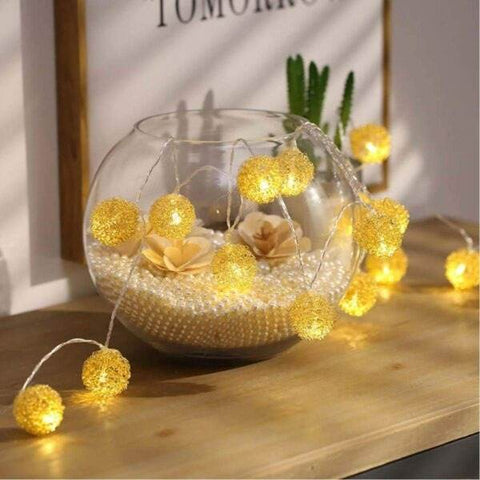Decorative Snow Ball String Light (10L)(3m)(Yellow) - Alt View