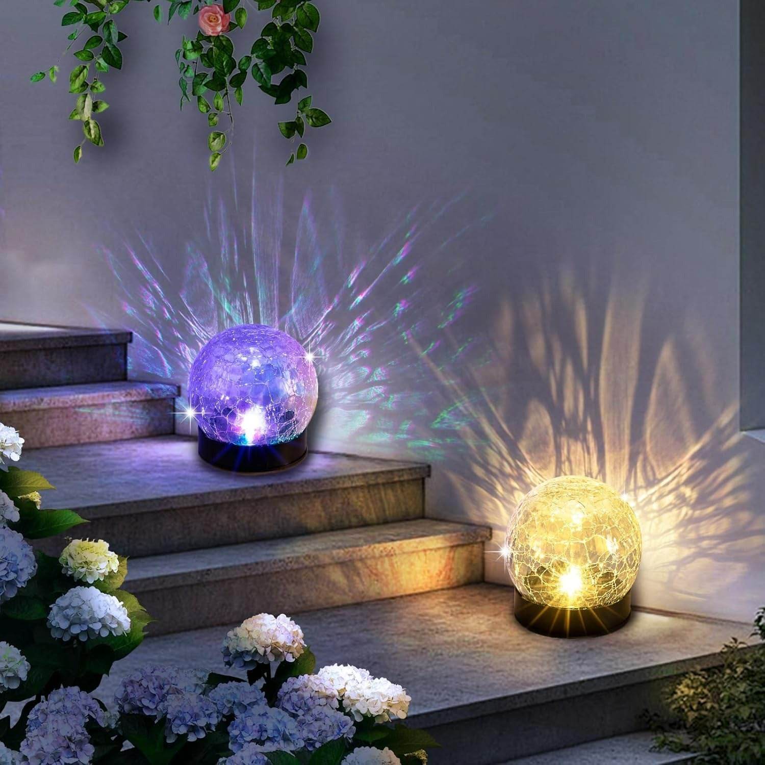 Solar Cracked Glass Globe Ball Set (2 pcs) - DMC Wholesale