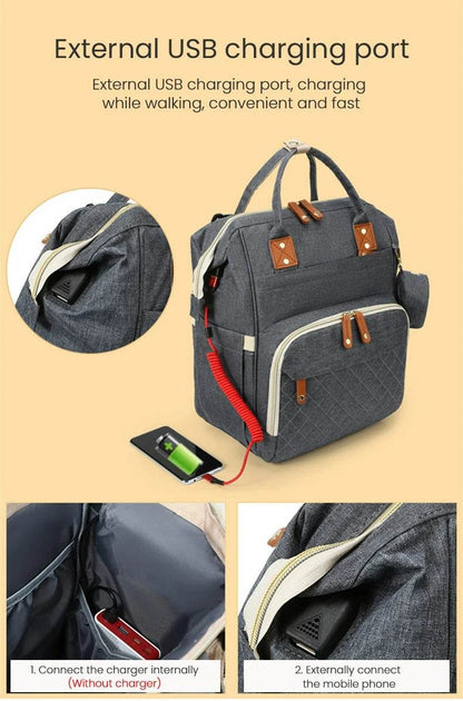 Multifunctional Bassinet Nappy Bag (Grey) - DMC Wholesale