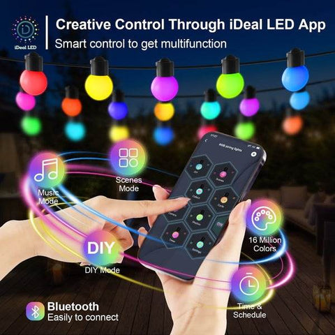 Smart RGB Outdoor String Lights (10m) - Alt View