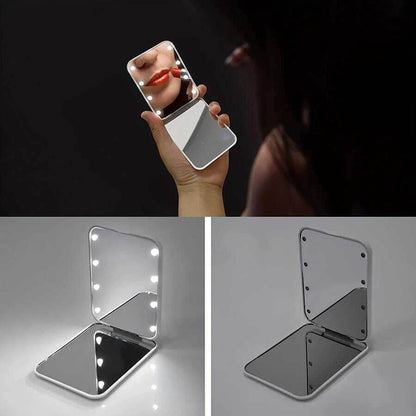 Portable Handheld Foldable Led Light Makeup Mirror - DMC Wholesale