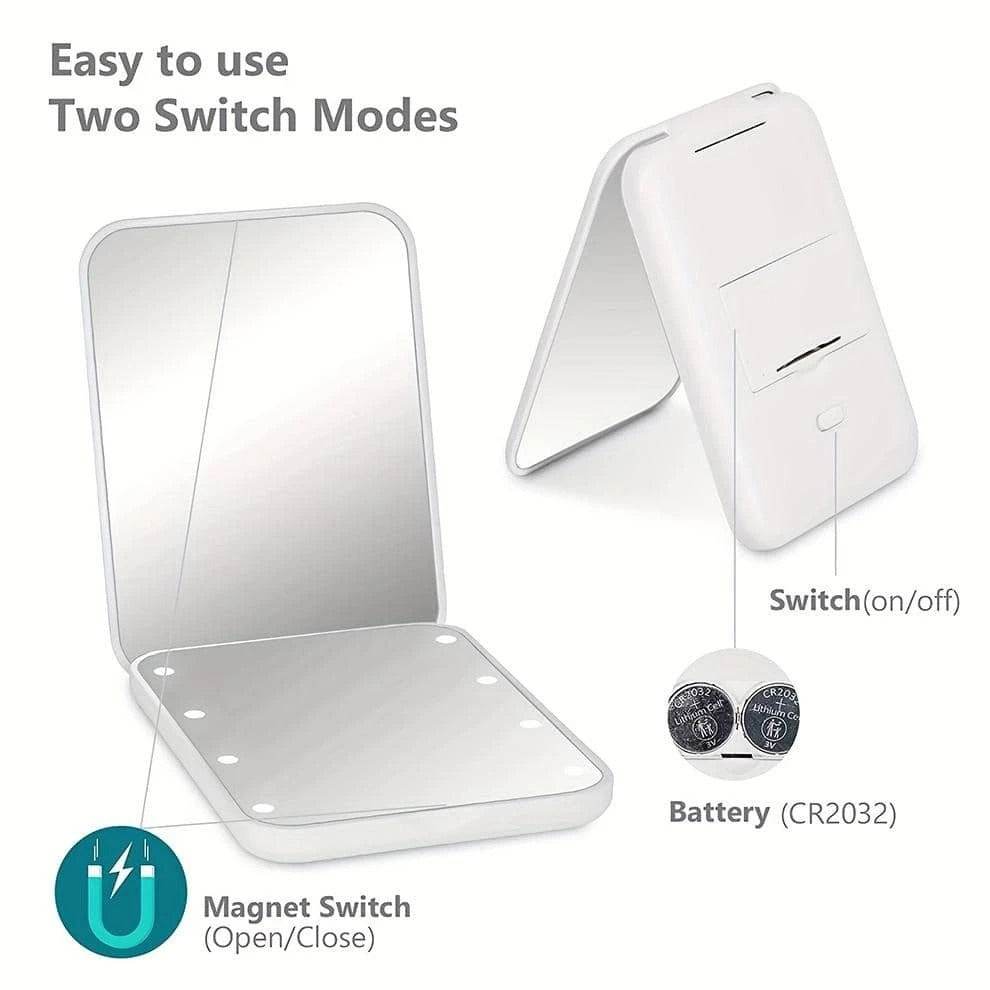 Portable Handheld Foldable Led Light Makeup Mirror - DMC Wholesale