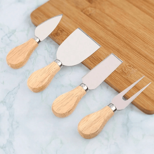 Wooden Handle Cheese Knife Set (Set A)(4 pcs) - DMC Wholesale