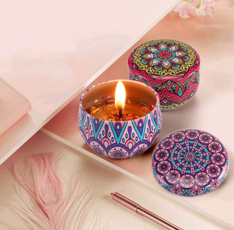 Japanese Perimmina Aroma Candle In Colourful Patterned Tin (65ml) - Alt View