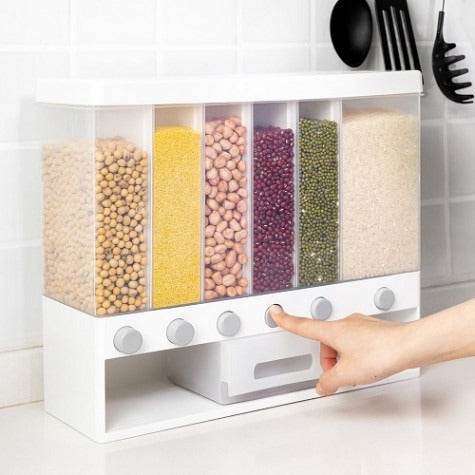 6in1 Wall Mounted Dry Food And Cereal Dispenser - DMC Wholesale