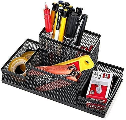 Mesh Metal Desk Stationery Organiser (4 Compartment) - DMC Wholesale