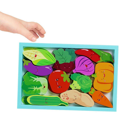 Wooden Montessori Learning Sorting Jigsaw Veggie Puzzle - DMC Wholesale