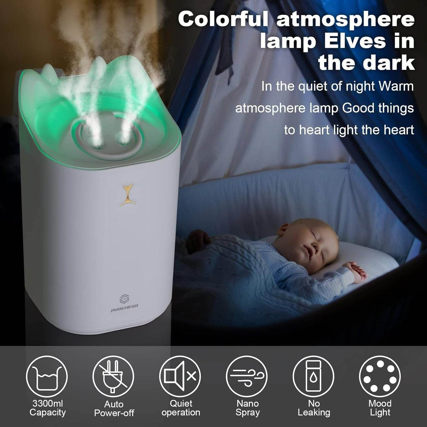 Large Beautiful Mood Two Way Port Humidifier (3.3L) - DMC Wholesale