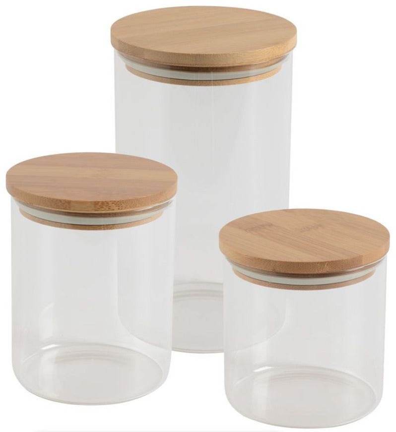 Round Glass Cylinder With Bamboo Lid (12x8cm)(Each) - DMC Wholesale