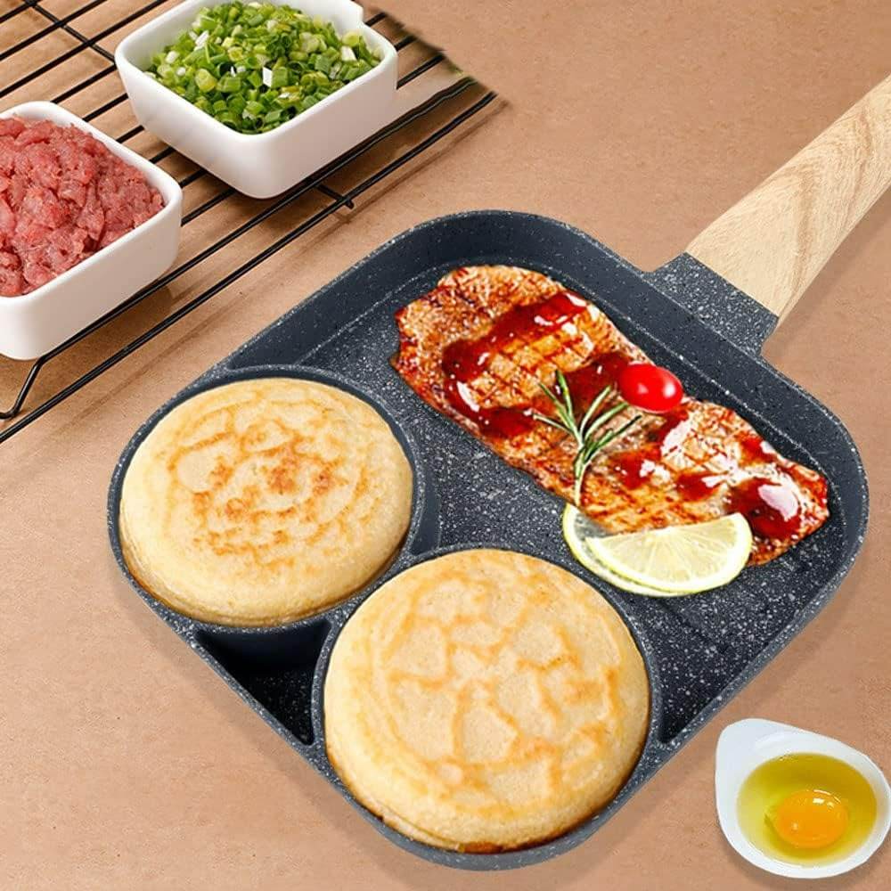 Three Division Multipurpose Non-Stick Omelet Pan - DMC Wholesale