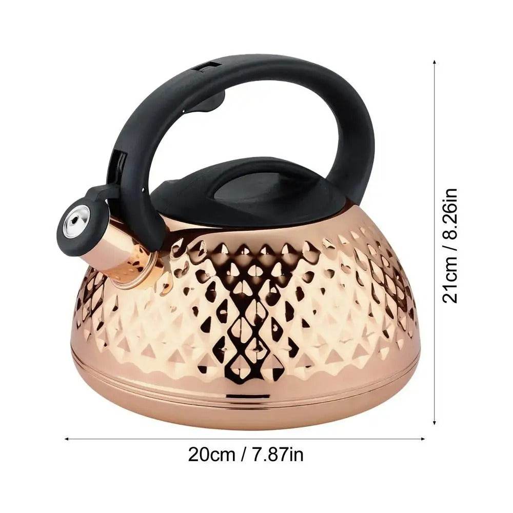 Stainless Steel Stove Top Whistling Kettle (Golden) - DMC Wholesale