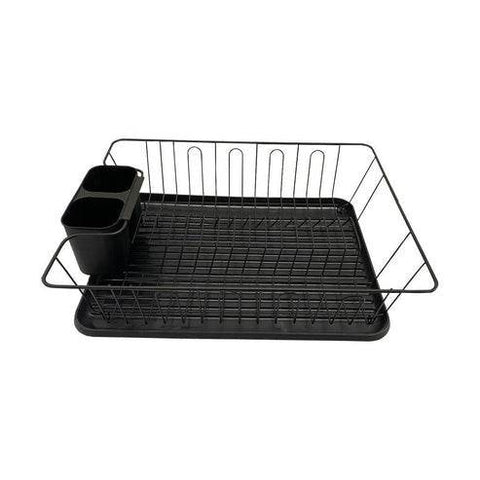 Dish Rack Drainer With Drip Tray (Black) - Alt View