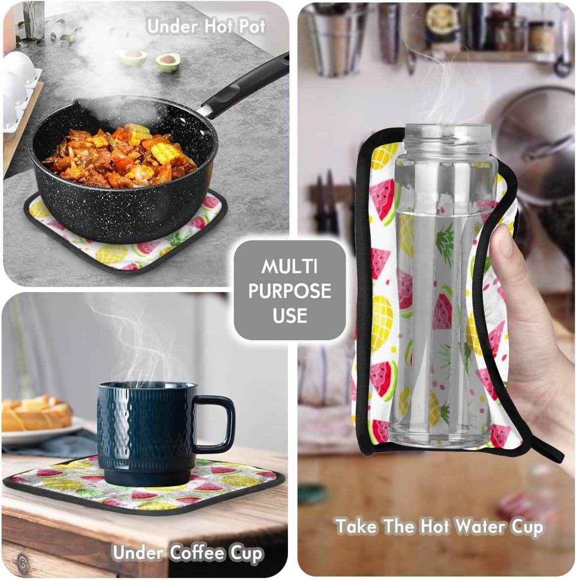 Fruit Print Oven Mitt And Potholder Set (2 pcs) - DMC Wholesale