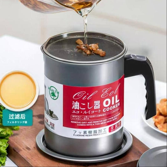 Oil Keeper Can with Fine Mesh Strainer (1.4L)