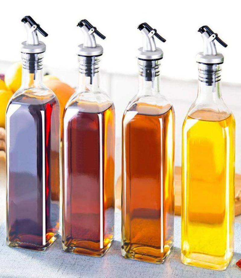 Square Glass Oil Bottle (2pcs)(500ml) - DMC Wholesale
