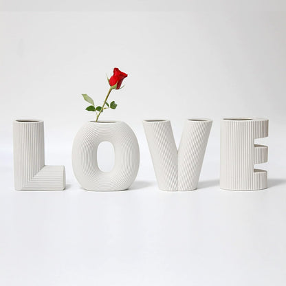 Ceramic Modern Minimalist Design Decorative Love Letter Vases Set (4 pcs)(15.5cm)